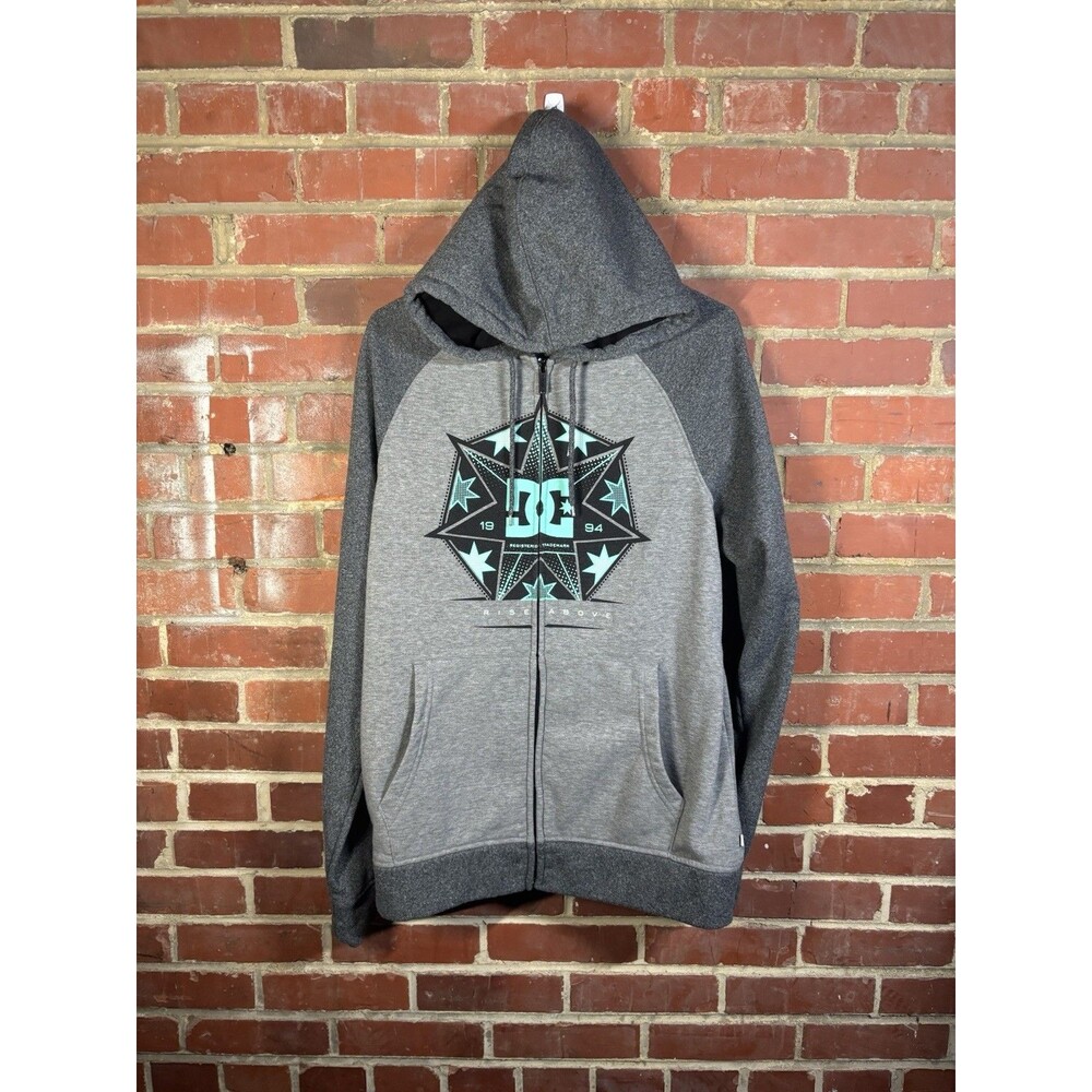 Vintage Y2K DC Shoes Skateboarding Full Zip Skater Two Toned Hoodie Adult XL